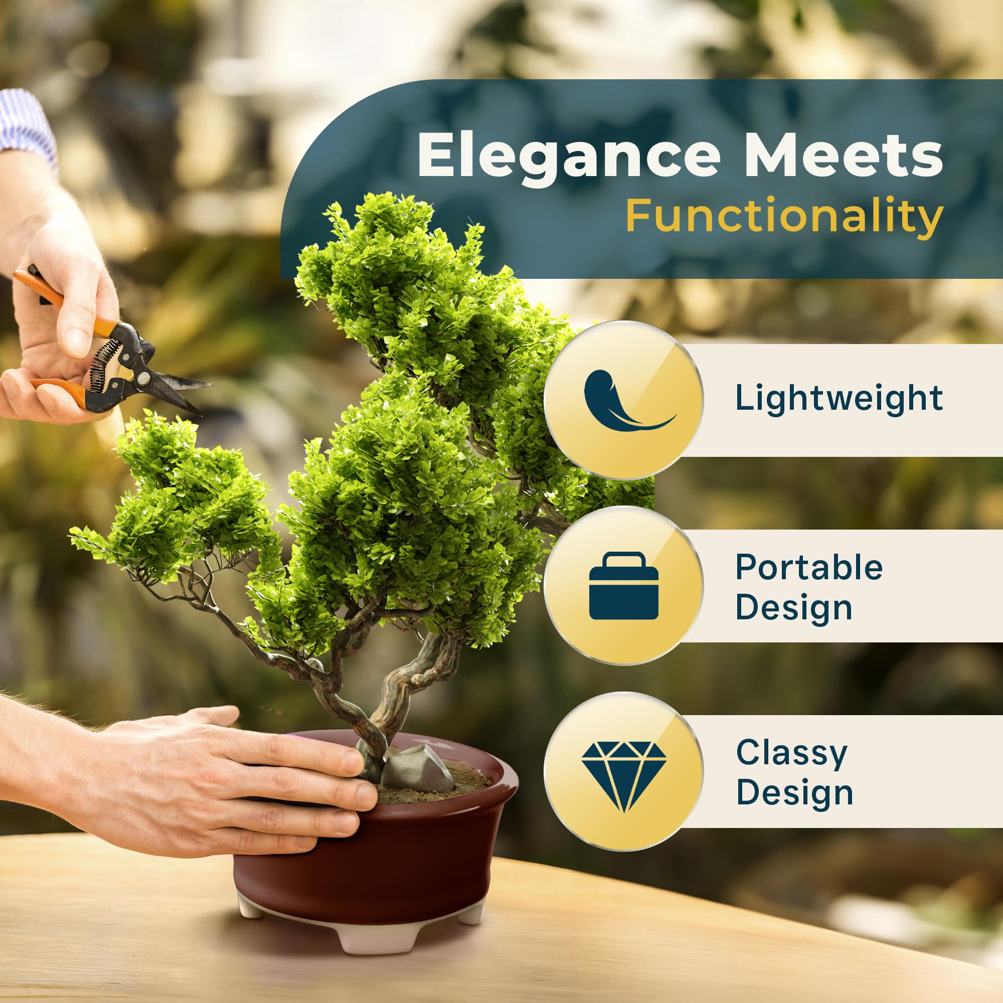 盆栽鉢　141 Amazon.com : Glazed Ceramic Bonsai Pot - Decorative Planter for