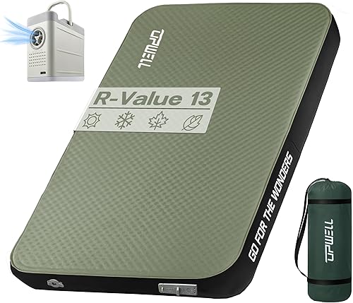 UPWELL Colchoneta de dormir autoinflable de 4.5 pulgadas de grosor, colchón de campamento con espuma sólida, doble colchoneta para dormir, portátil,