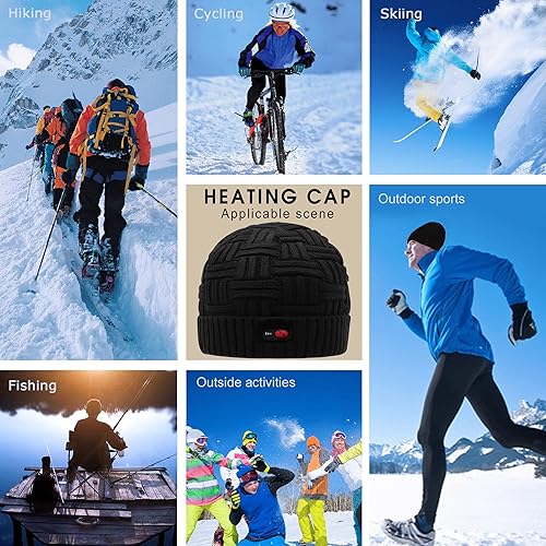 Miniatura 7 de Svpro Gorro con batería calentado con batería, gorro calentado recargable para invierno cálido