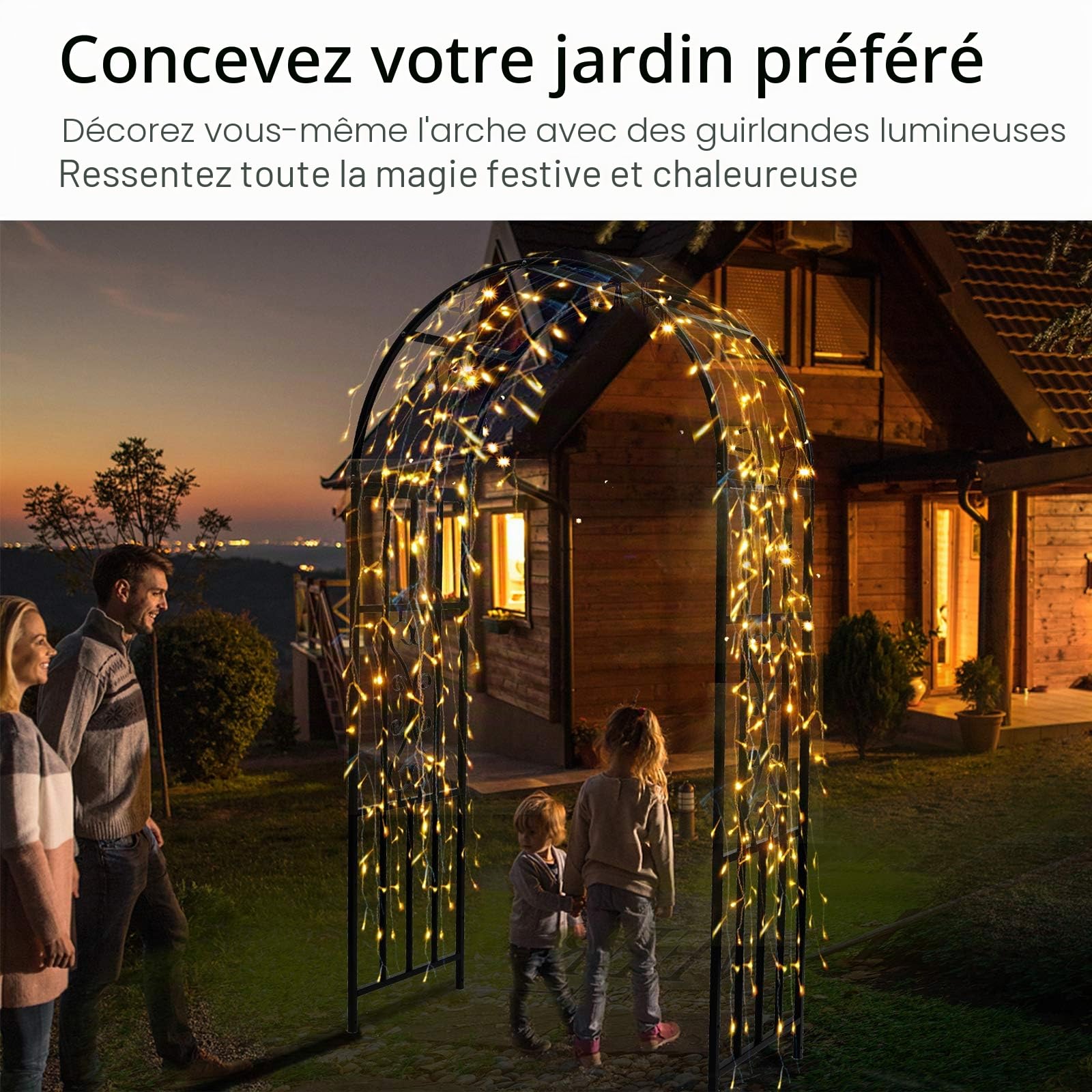 Arche de Jardin Tonnelle incurvée en métal Durable pour Plantes grimpantes, Arches de Mariage, cérémonies
