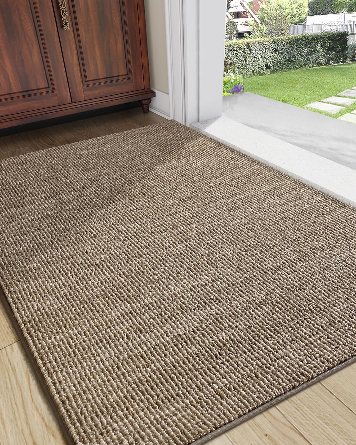 DEXI Door Mats Indoor Front Door Rugs for Entryway Welcome Mat Entry Low Profile Non-Slip Doormat for Inside Entrance, Hallway, Porch 2'x3', Brown 24"x36" Brown