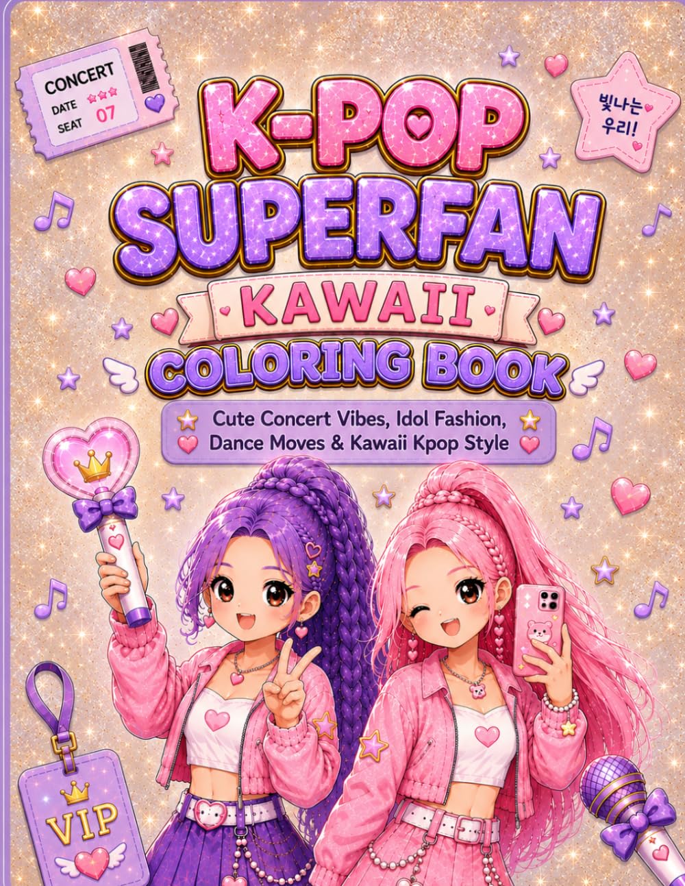 K-Pop Superfan Kawaii Coloring Book: Cute Concert Vibes, Idol Fashion, Dance Moves & Kawaii KPop Style for Kids, Teens & Young Adult Fan Fun (K-Pop Crazy)
