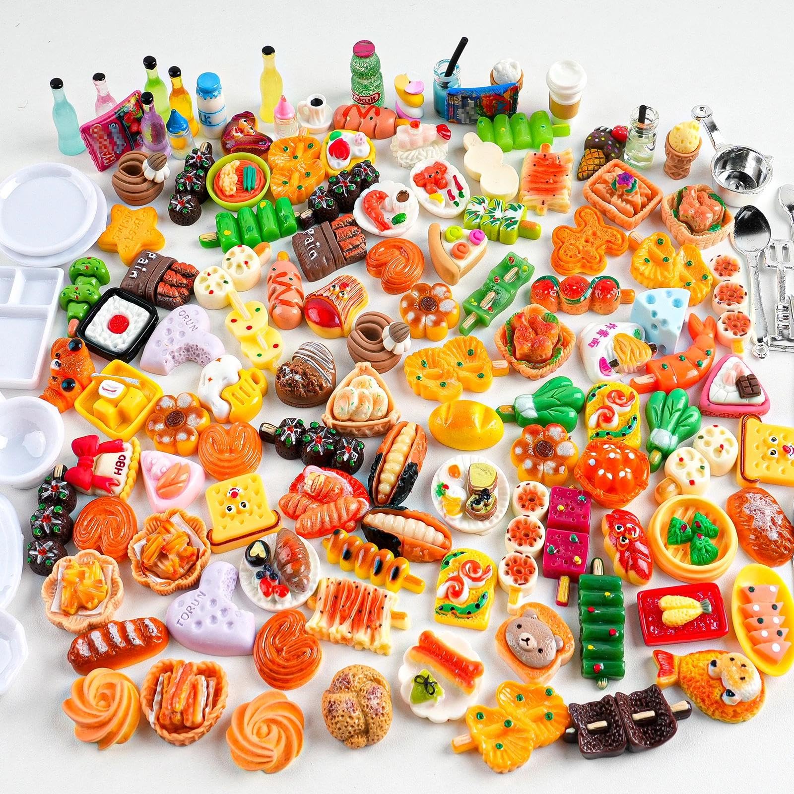 150 piezas de juguetes en miniatura para botellas de alimentos mezclados para casa de muñecas, accesorios de cocina, mini juego, resina falsa, juego de simulación, vajilla de fiesta 1/12 casa de 4