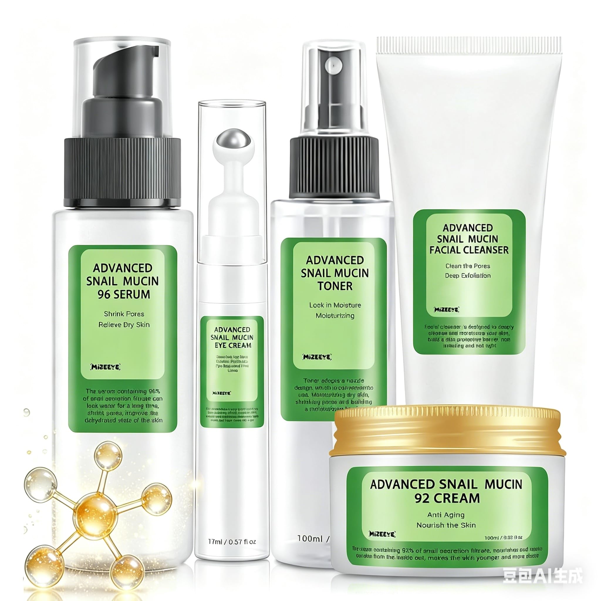 Collagen Skincare Set For Teen Girl, Anti Wrinkle & Repair Face Skin Care Gift Set With Face Wash, Toner, Serum, Face Cream, Eye Cream, 5PCS Peptides