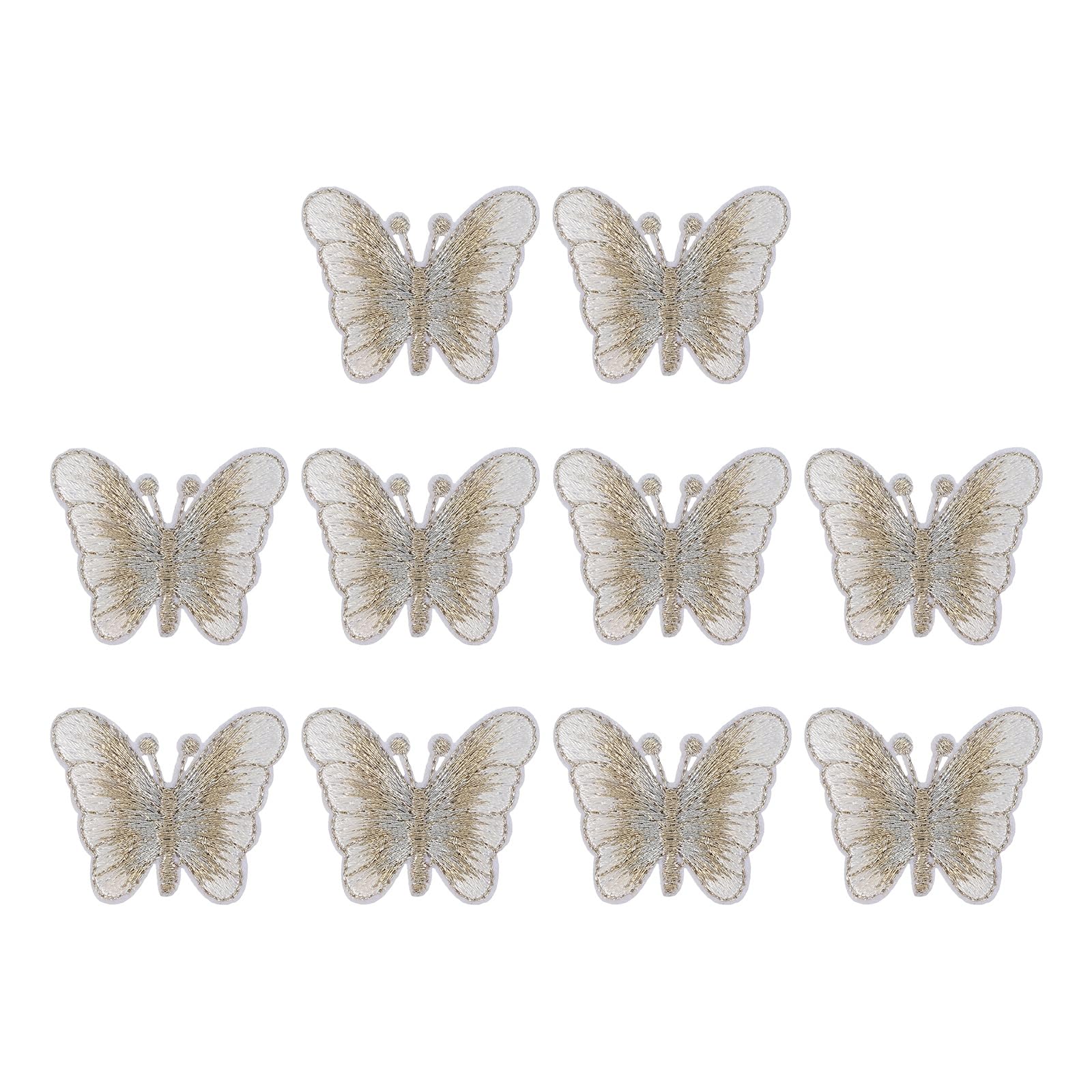 PATIKIL 10 Pcs Butterfly Iron on Patches, Embroidered Sew on Applique Repair Patch for Backpacks Clothing Shoes Hats DIY, Silver
