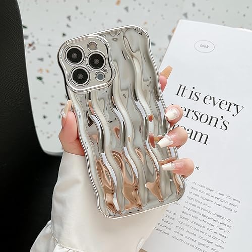 XIZYO Funda para iPhone 13 Pro Max de 6.7 pulgadas con bonito patrón de ondas de agua, funda para teléfono con borde ondulado, funda de silicona