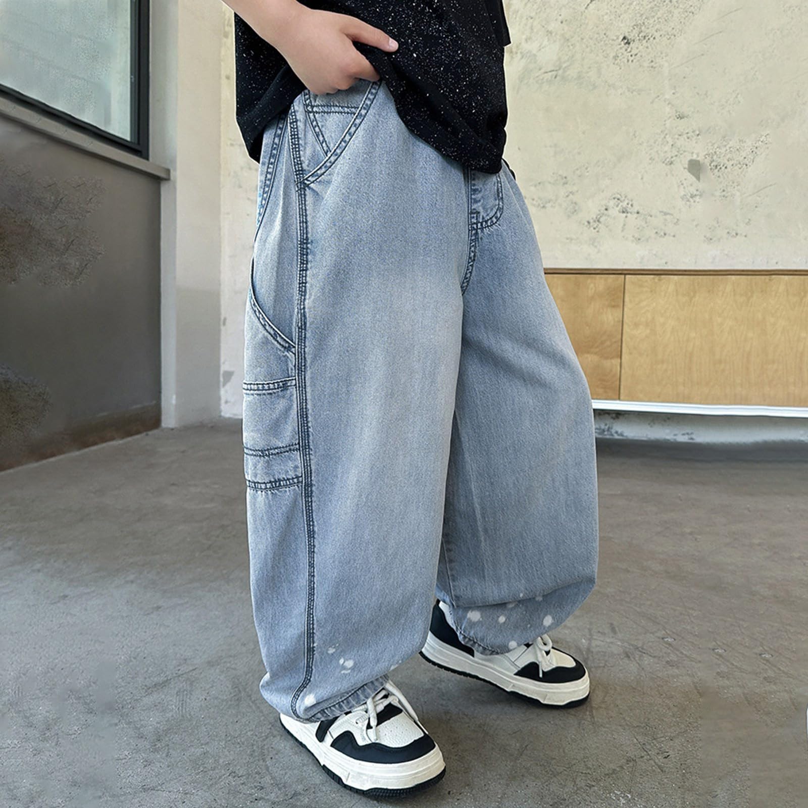 Generico Jeans Bambini e Ragazzi-Pantaloni Estivi Leggeri Casual per Bambini dai 5 ai 16 Anni, in Lino e Denim, Traspiranti, Comodi da Indossare Ogni Giorno, per Primavera, Estate e Autunno.