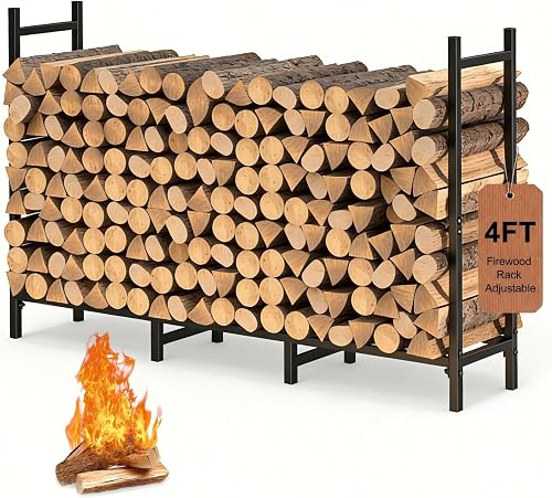 4FT Firewood Rack Holder for Fireplace