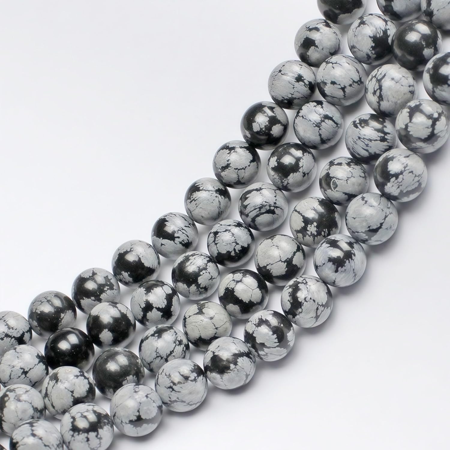 MJDCB Snowflake Obsidian Beads Round Natural Stone Beads for Jewelry Making DIY Bracelet (12mm) - Image 7