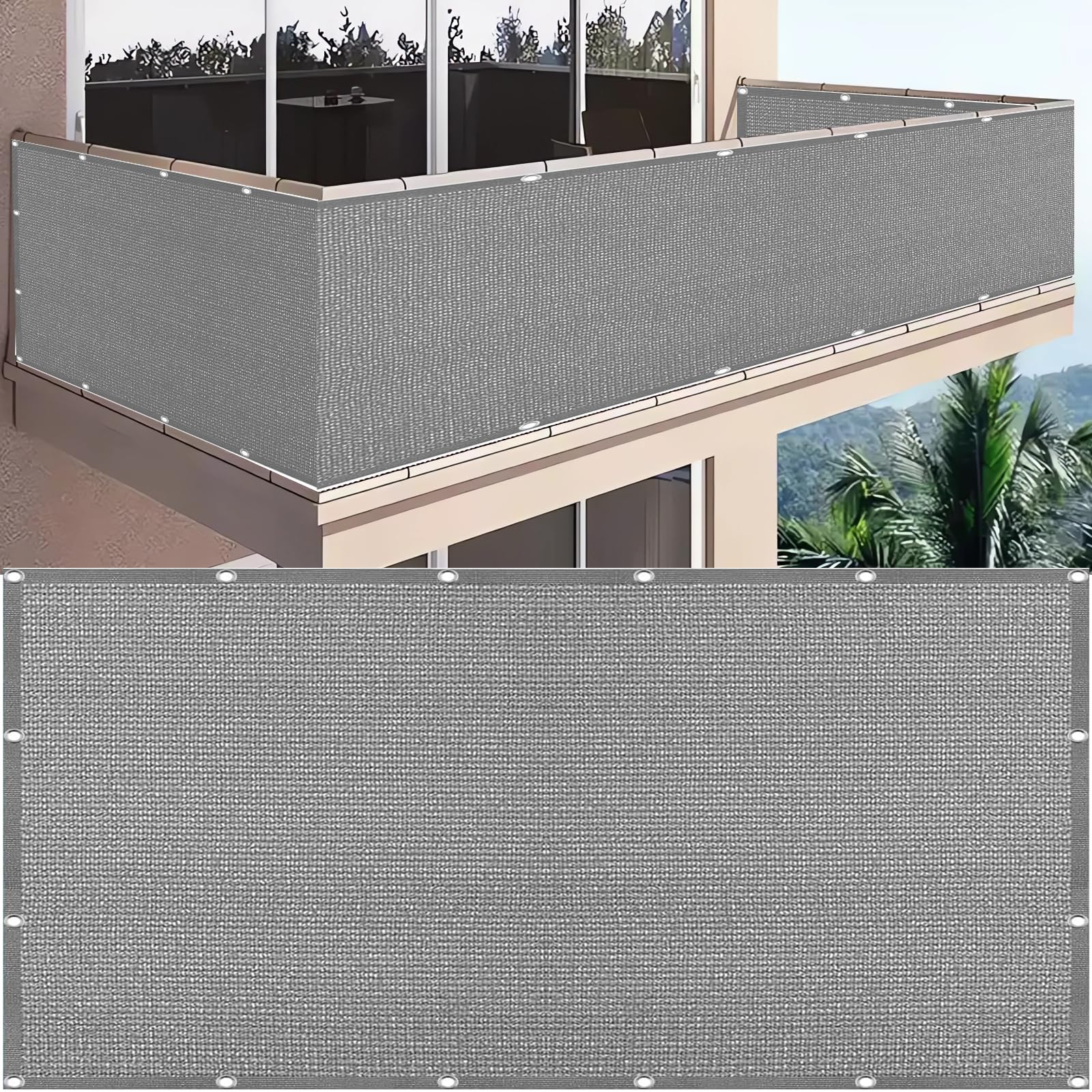 GJZQDKX Privacy Net Fence Screen 12m x 12m 180g/m² Weatherproof Balcony Cover Wind & UV Protection for Garden Balcony Sports Field - Gray