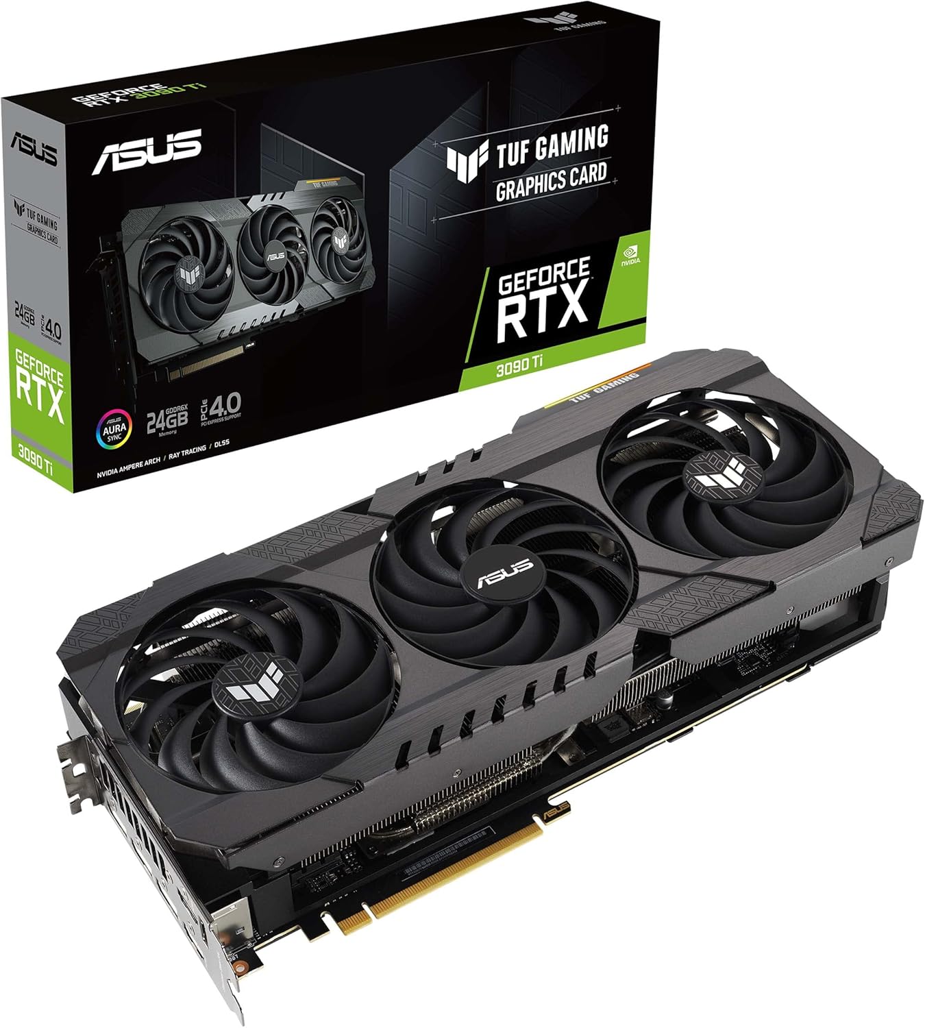 ASUS nVidia GeForce TUF-RTX3090TI-24G-GAMING RTX 3090 TI 24GB GDDR6X PCIe 4.0. 1890Mhz Boost, G6X Memory, 8K HDR, Ampere SM, 2nd Gen RT Cores