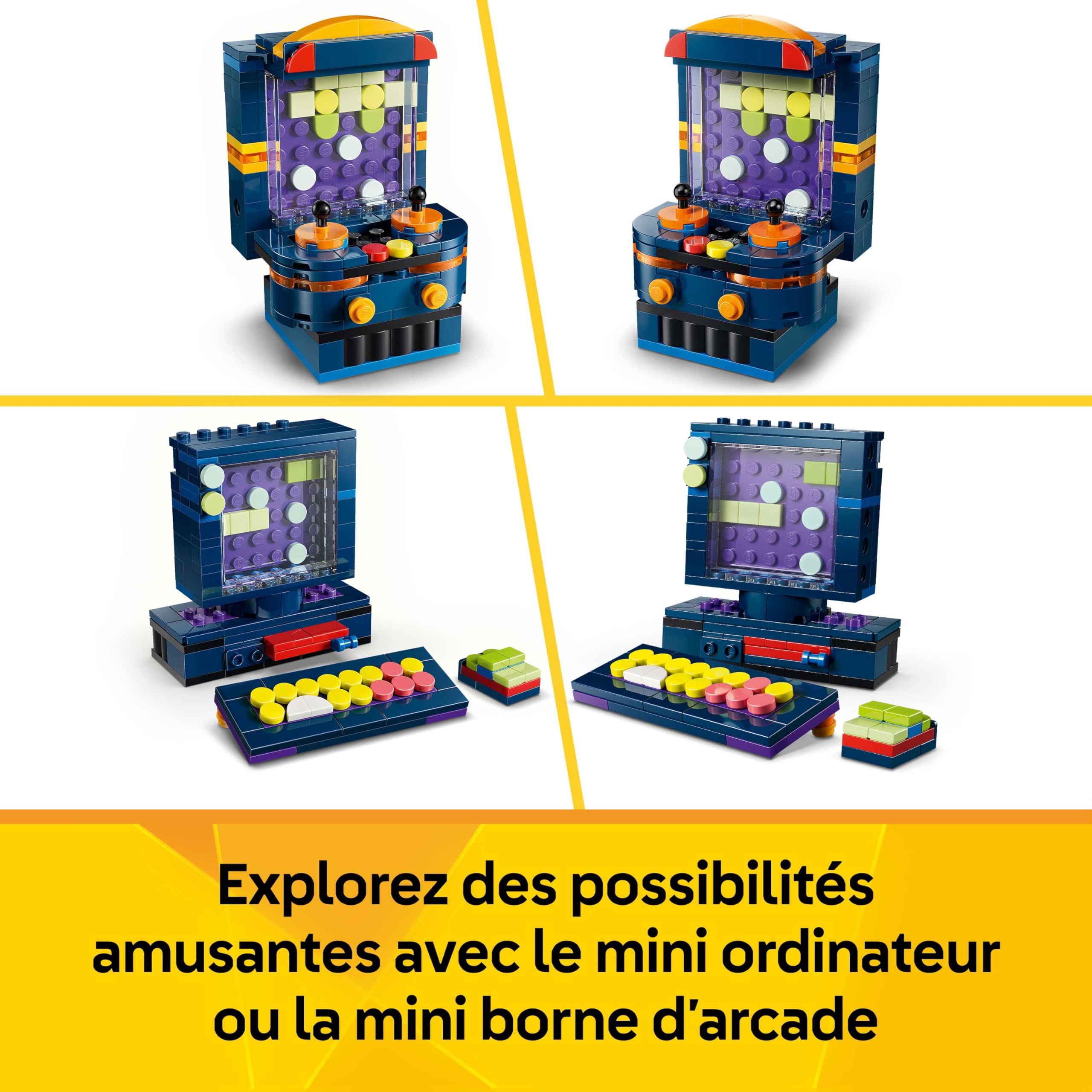 LEGO Creator 3-en-1 La Console de Jeu Rétro - Jouet de Construction Se Transformant en Borne d’Arcade ou Ordinateur avec Clavier & Souris - Idée de Cadeau Gaming pour Garçon ou Fille dès 8 Ans 31380