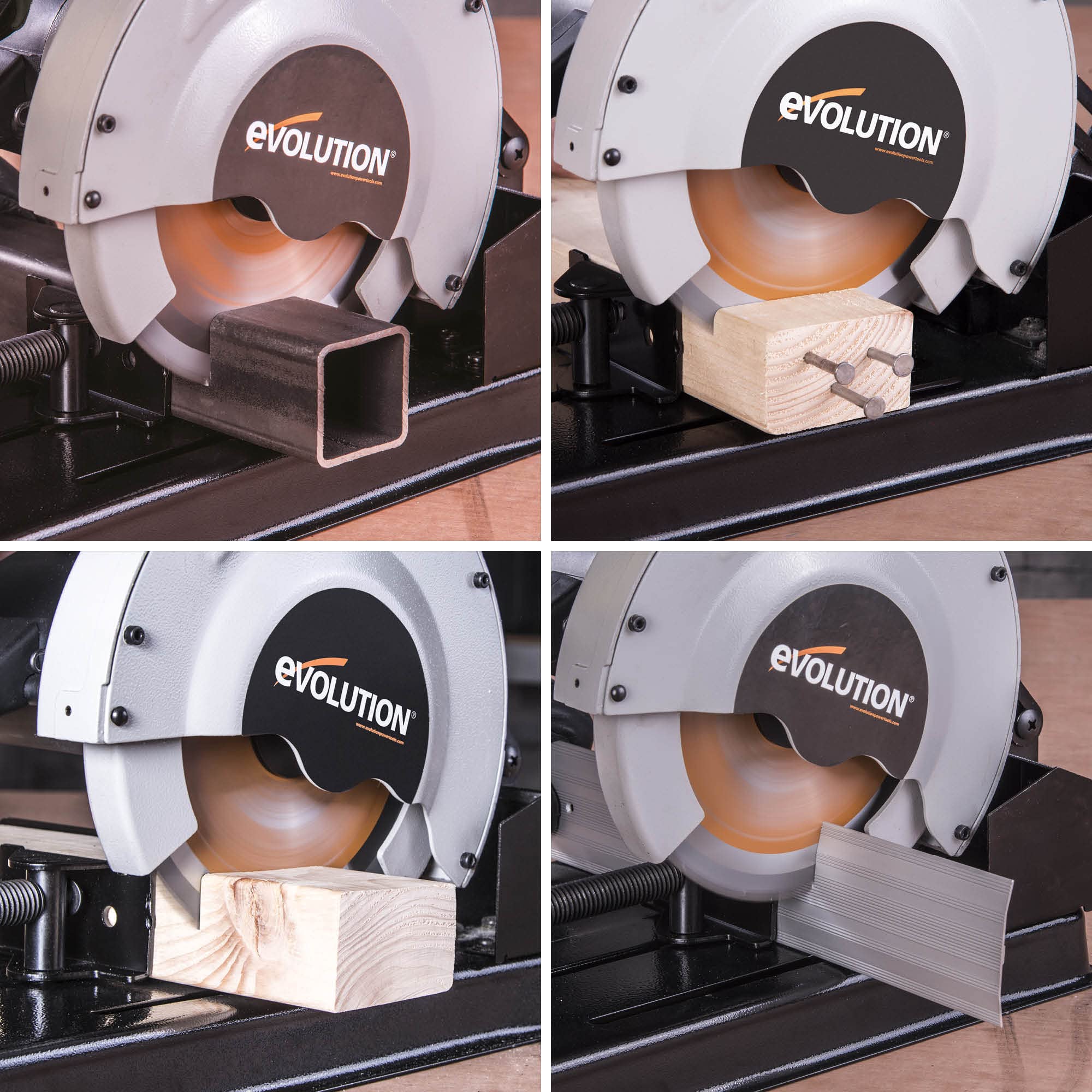 Evolution Power Tools Rage 4 Troncatrice a trazione - Multi-materiale per tagli su legno, metallo, plastica e molto altro, 185 mm, 230 V