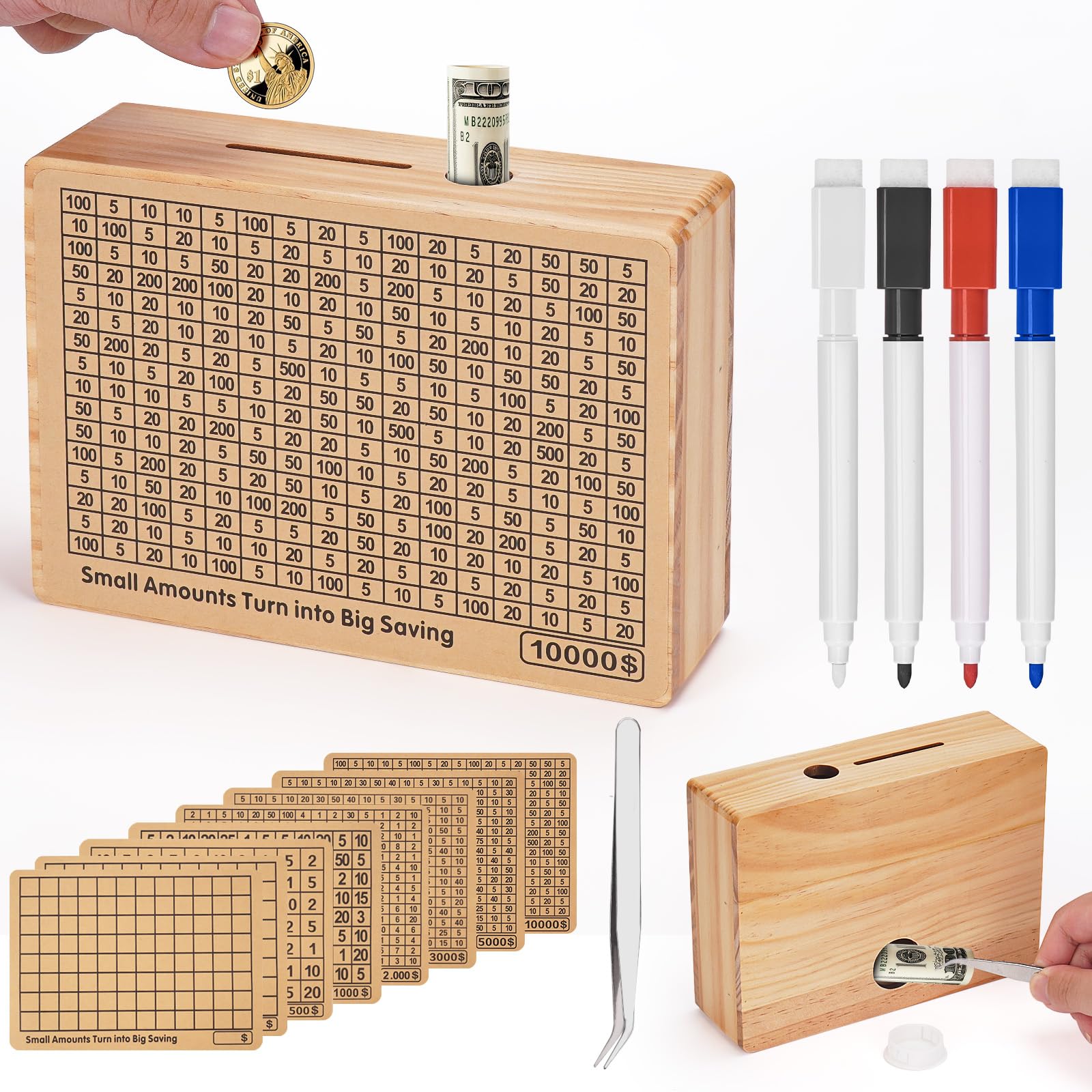 SNJHM Piggy Bank for Adults Money 10000 Saving Challenge Box Alcancias De Dinero para Adultos Money 10k Smash Box Cash Kids 10,000 Piggy Bank Boys Girls Gift