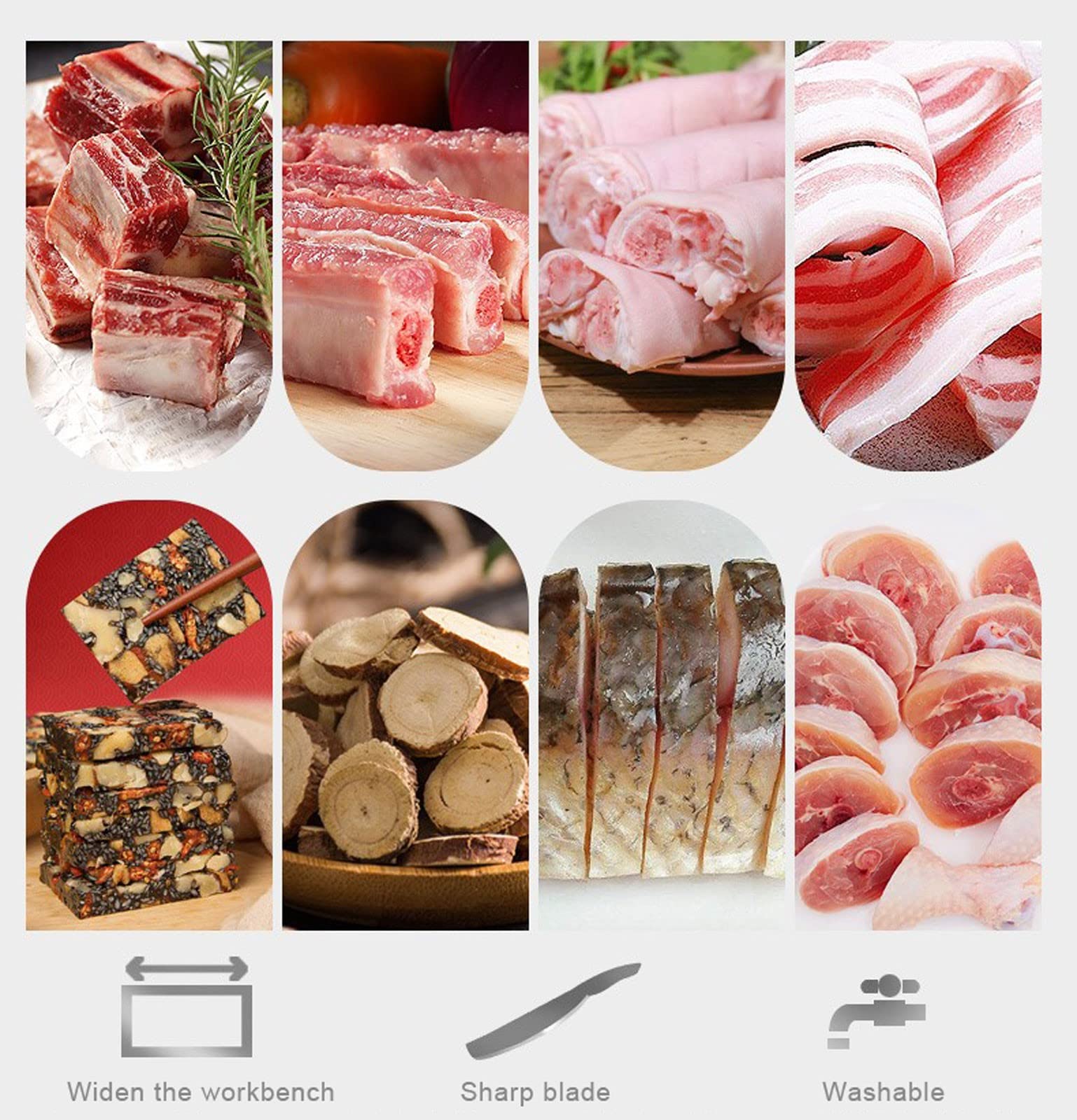 Affettatrice Manuale da Casa Commerciale Sega Ossa da Macellaio da Desktop per Verdure Carne Congelata Affettatrici Acciaio Inossidabile, Taglio Affilato e Veloce(Size:L)