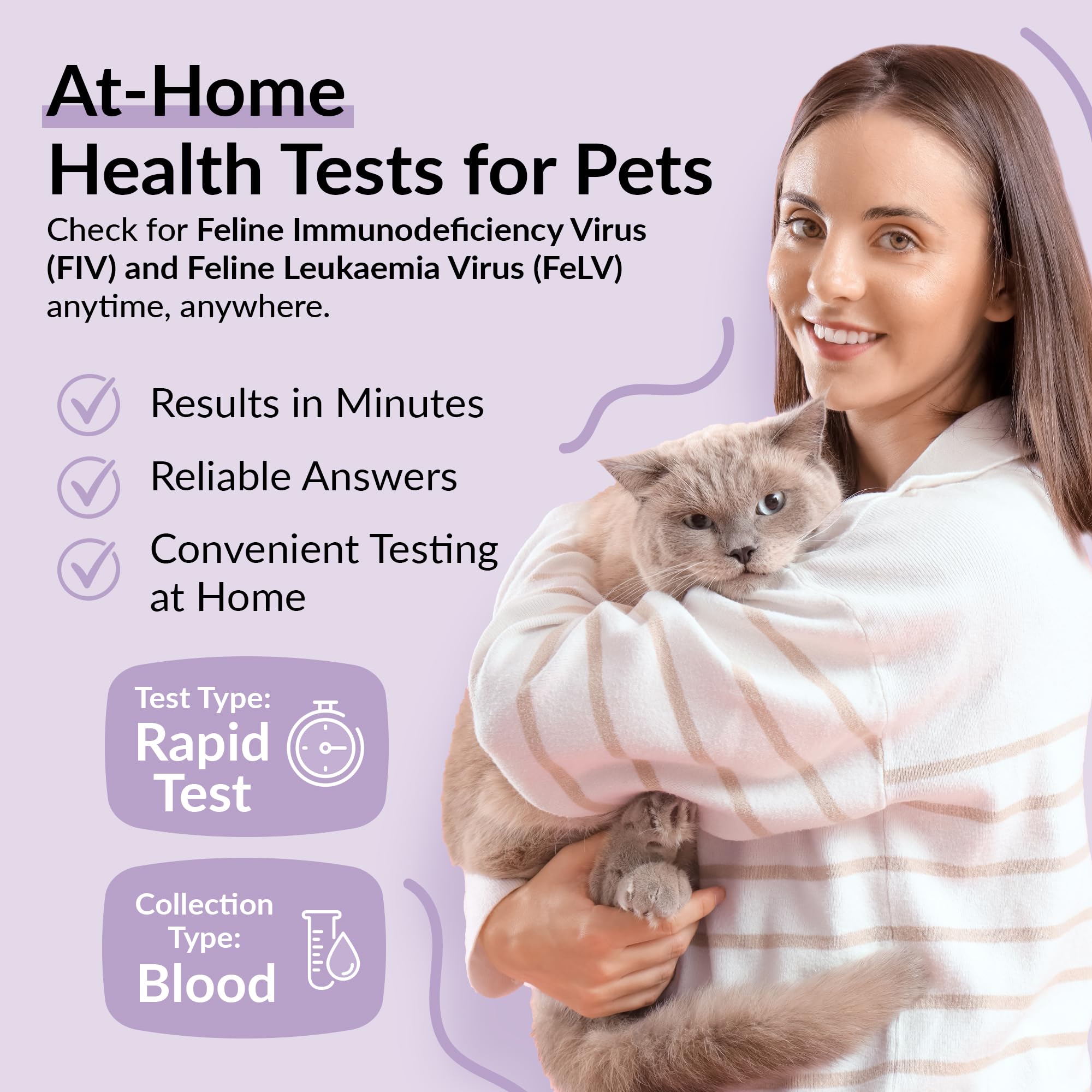 getTested Virus-Kombotest für Katzen (FIV und FeLV), Heimtest, Schnell-Antigen-Testkit für Kätzchen und Katzen, einfache Blutscreening-Lösung, schnelle und genaue Ergebnisse in 10 Minuten