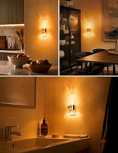Miniatura 5 de L LOHAS LED Luz nocturna 2 unidades, luces nocturnas ámbar enchufables a la pared, sensor de atardecer a amanecer, luz nocturna LED regulable de 0 a