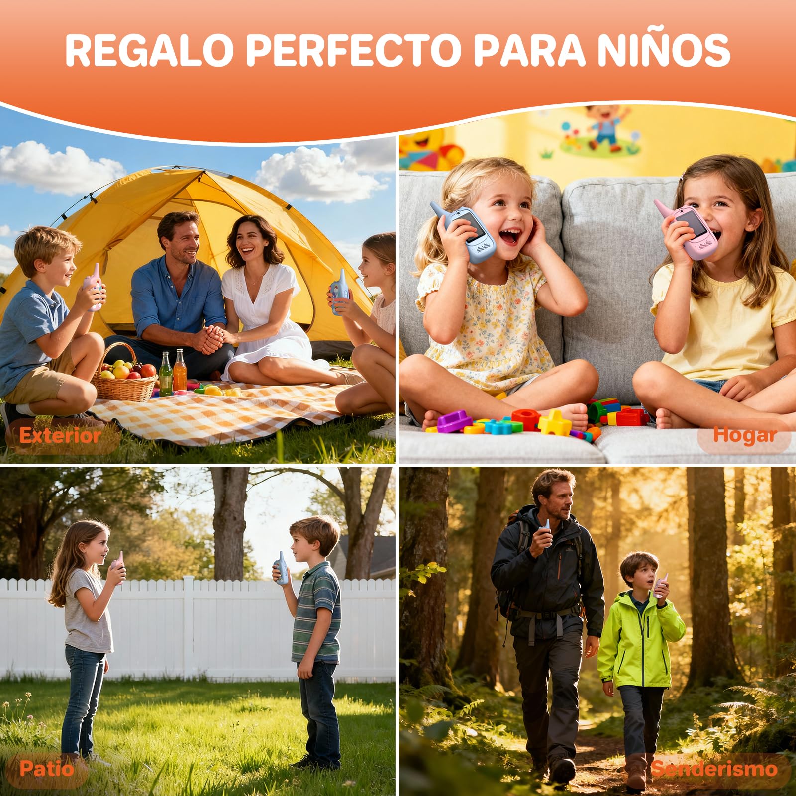 FUNYKICH Walkie Talkie de Video para Niños 3-12 Años(Paquete de 2), Walkie Talkies Recargable con 6 Efectos de Voz, Largo Alcance 350M, Regalo Ideal Cumpleaños, Hogar,Exterior,Patio,Senderismo — view 6