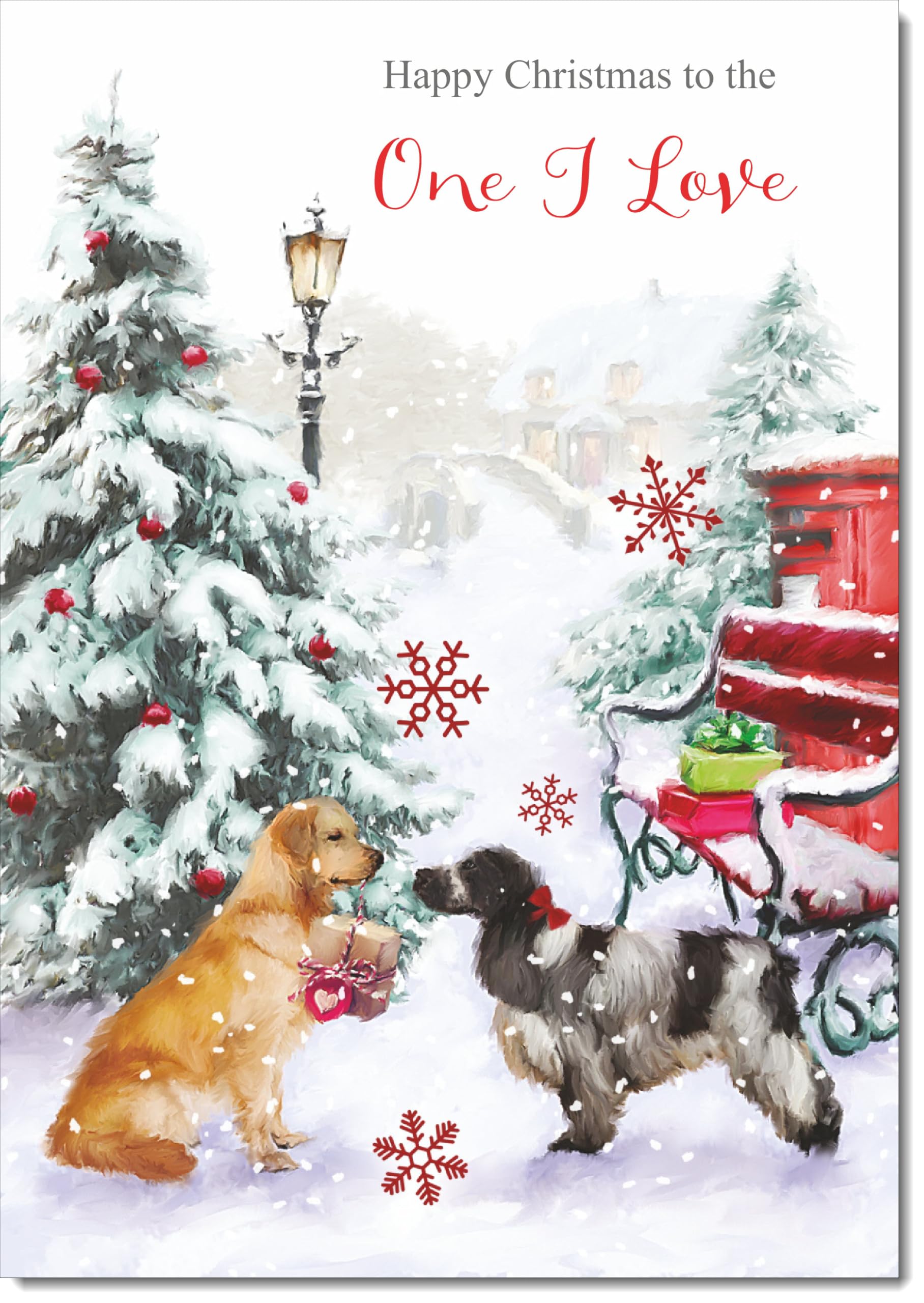 doodlecards One I Love Christmas Card Two Dogs in Snow Large A4 Size Christmas Card for One I Love with Plain Envelope โ image 1