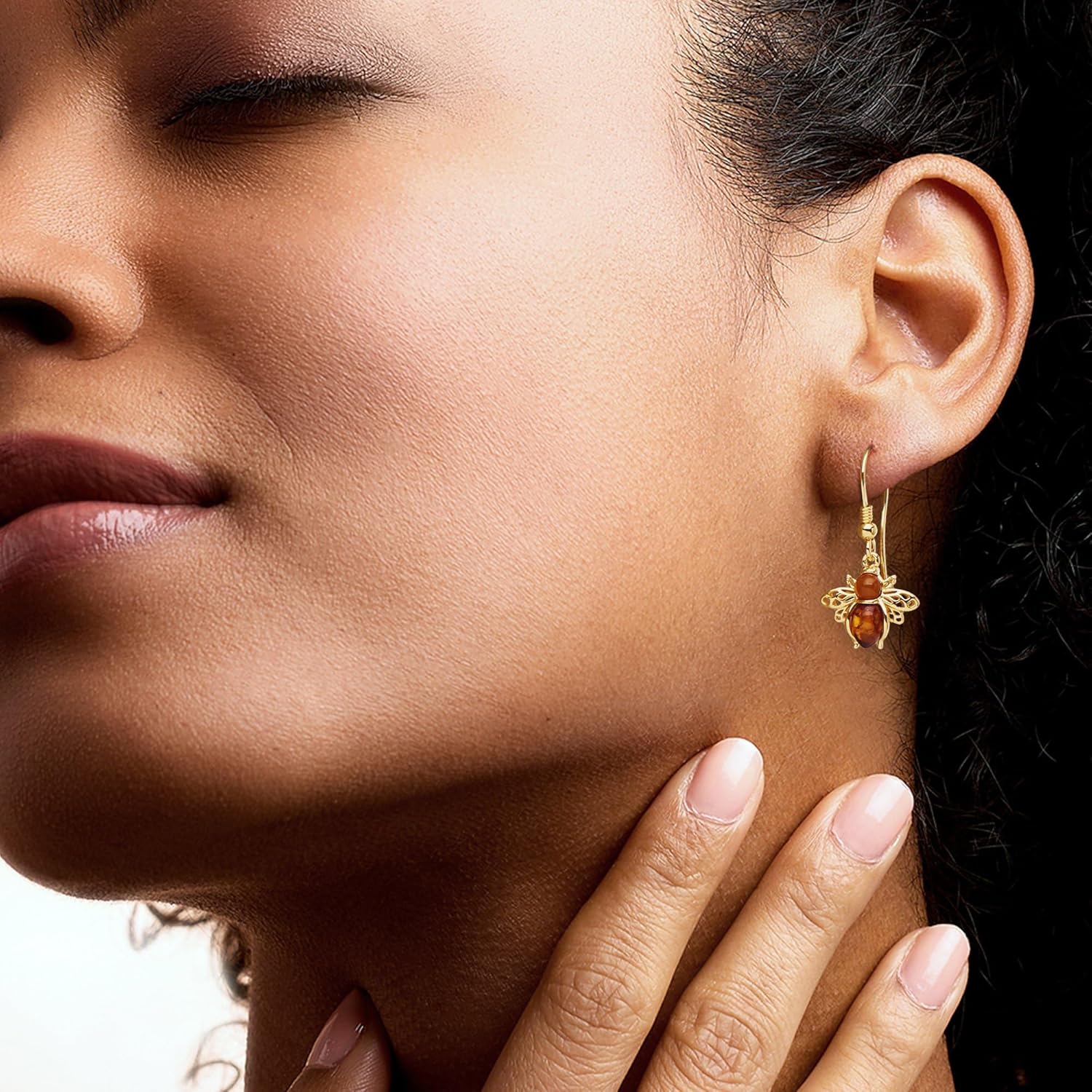 Ross-Simons Amber Bumblebee Drop Earrings in 18kt Gold Over Sterling