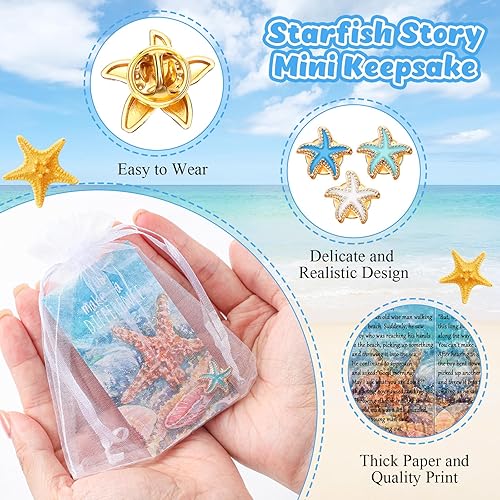 Miniatura 3 de Unittype 60 juegos de regalos de historia de estrellas de mar de agradecimiento, recuerdos de historias de estrellas de mar a granel, pines de