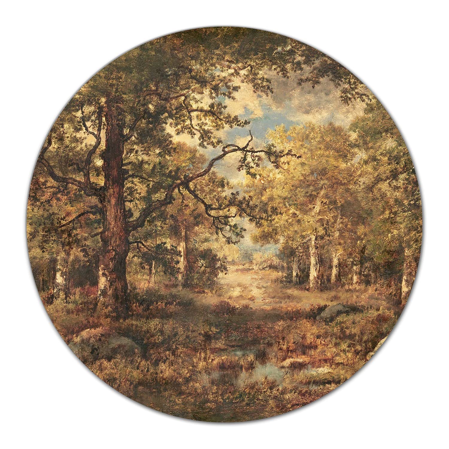Coloray Glas Schneidebrett 40cm Herdabdeckplatte Servieren von Speisen Spritzschutz Glasabdeckplatte Gehärtetes Glas Induktionsherdabdeckung - Herbstwald Impressionismus Landschaft Land Öl