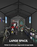 Vista 4 de Amopatio Cobertizo de almacenamiento de resina de 6 x 6 pies, cobertizo para exteriores con piso incluido, cobertizos de plástico