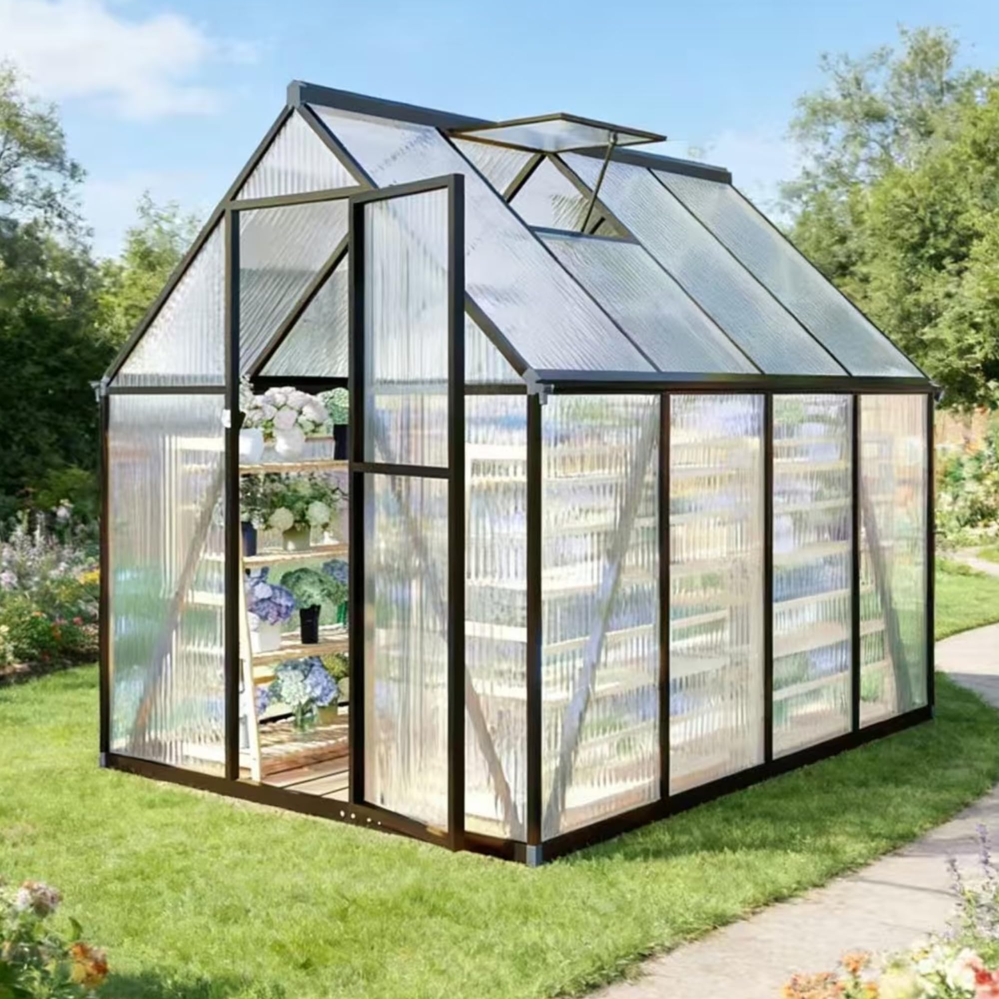 Jiliusure 6x8ft Polycarbonate Greenhouse