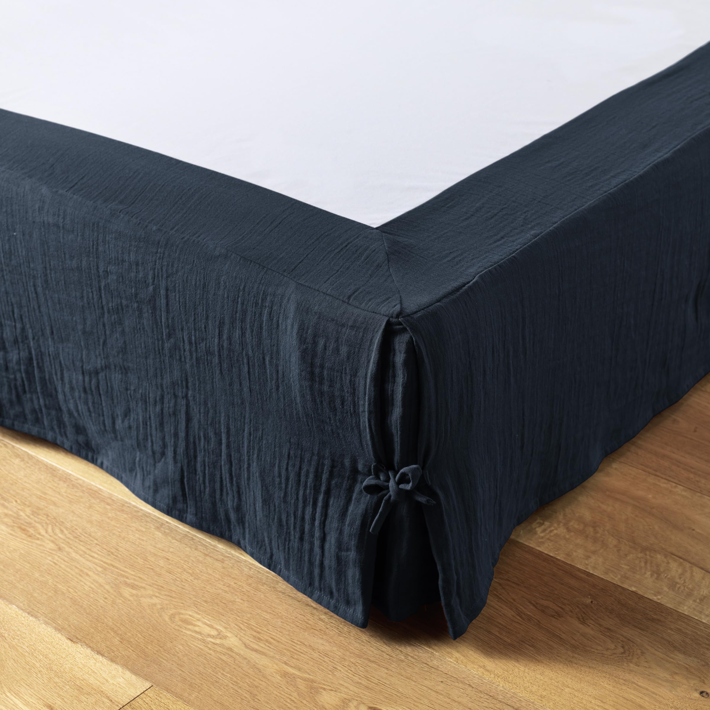 Cache-sommier 160 x 200 cm Double Gaze de Coton GAÏA Marine – Qualité Haut | Toucher ultra doux et aérien