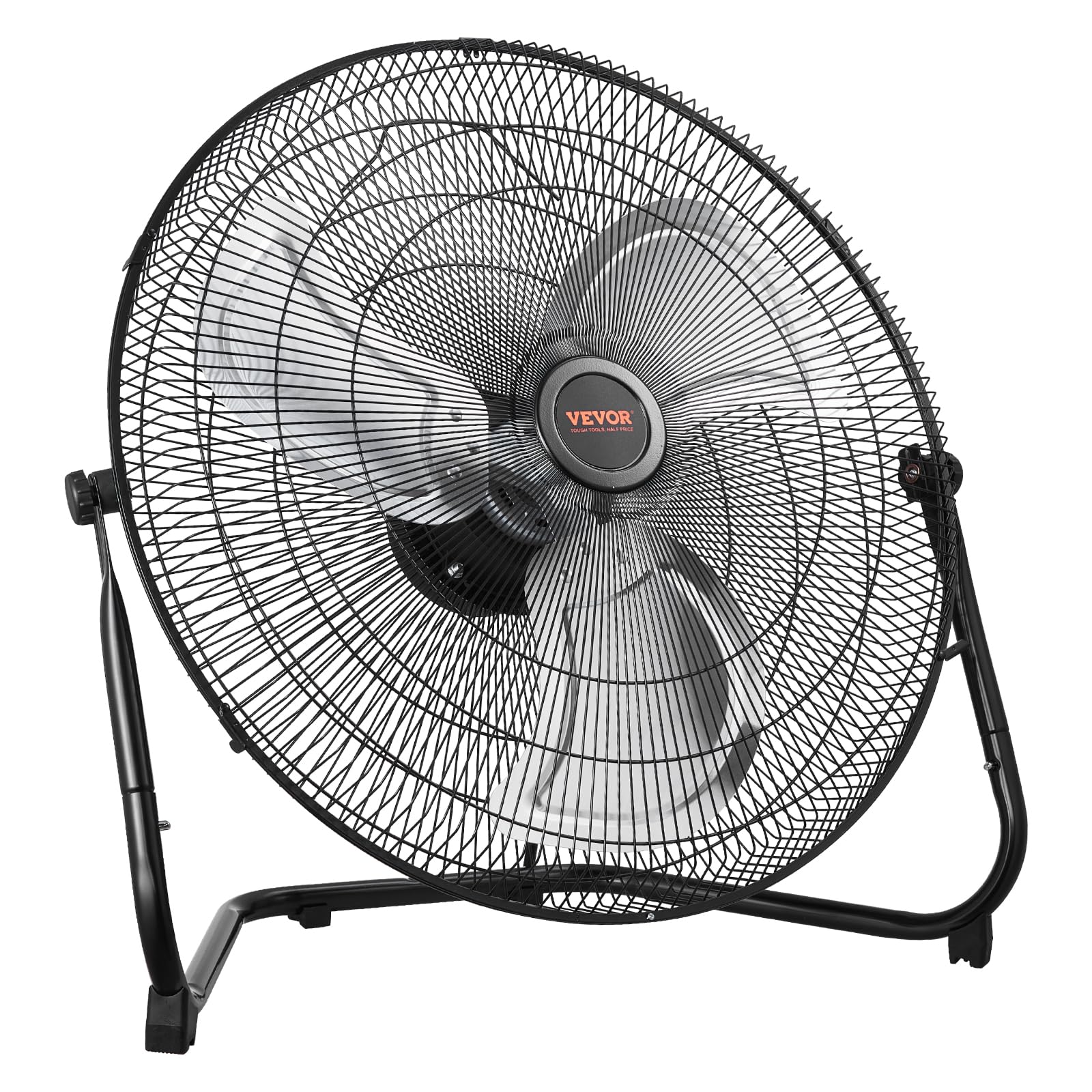 VEVOR Ventilateur de sol, 3 vitesses, ventilateur industriel en métal robuste 508 mm, inclinaison à 360°, vitesse du vent 6,5 m/s, pour maison, bureau, garage, magasin commercial, chambre à coucher