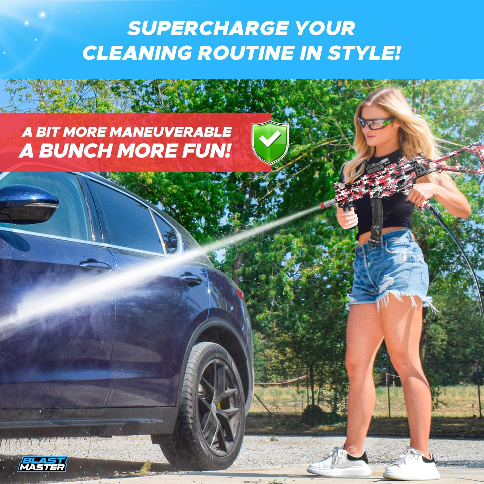 Blast Master Pressure Washer Gun - Replacement for Pressure Washer Wand, Swivel Gun Compatible with Foam Cannon, 5 Pressure Nozzle Tips, 1/4” Quick Connector Coupler, Power Washer Accessories (Red)