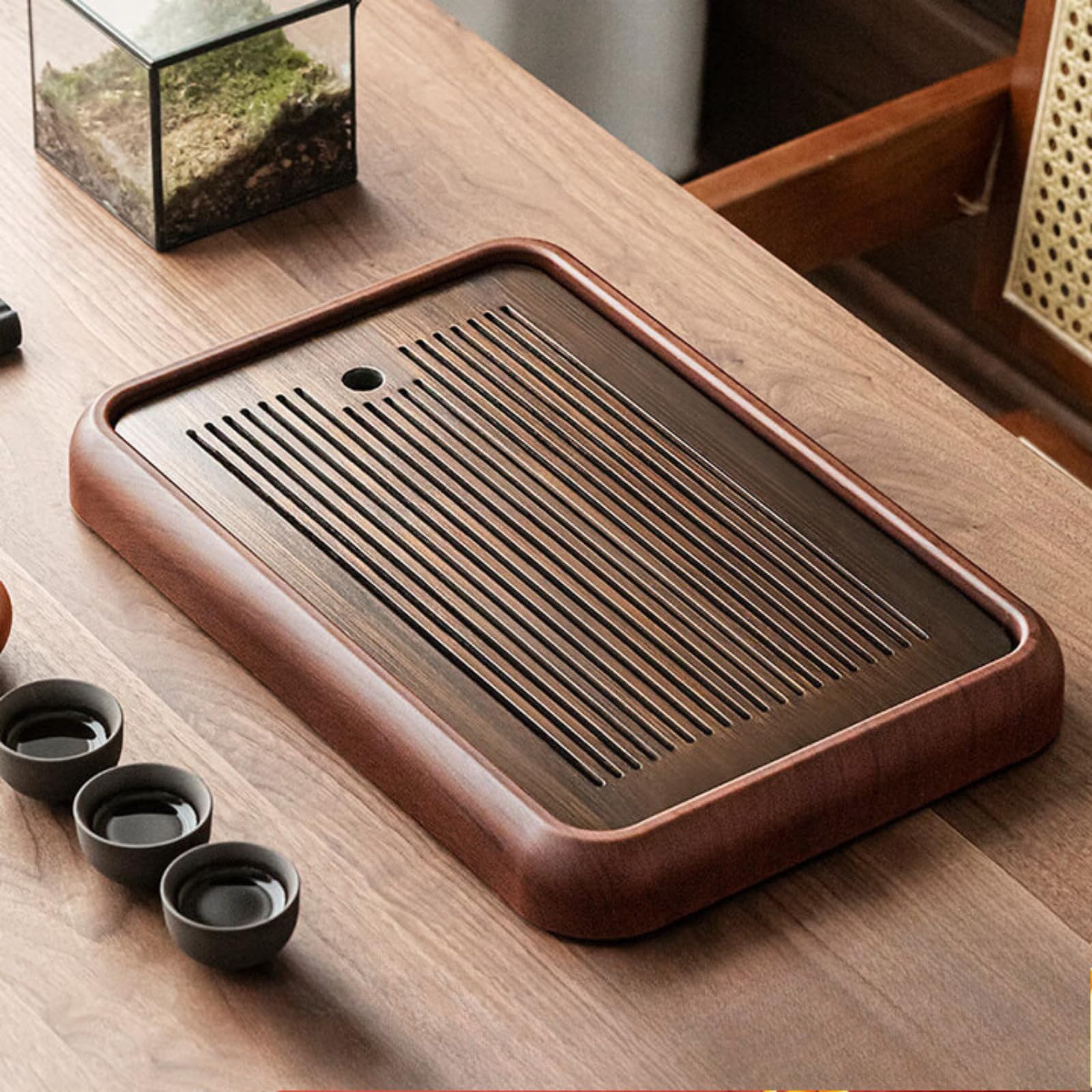 Plateau à thé rétro Kungfu 39cm avec stockage d'eau pour petite table basse