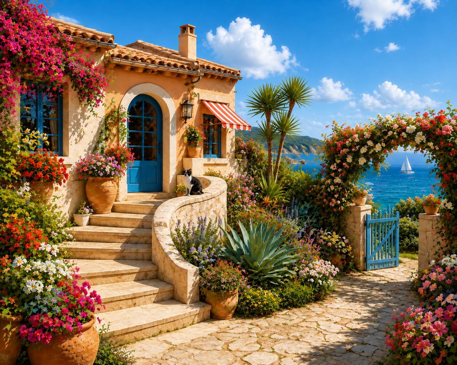 Puzzles 1000 Pieces for Adults - Southern French Flower House House Puzzle