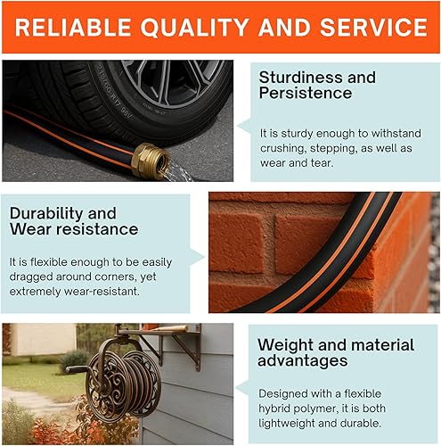 Miniatura 7 de Manguera de jardín flexible, 25 pies x 58 pulgadas, sin torceduras, resistente al desgaste y a la congelación, manguera de agua flexible, manguera