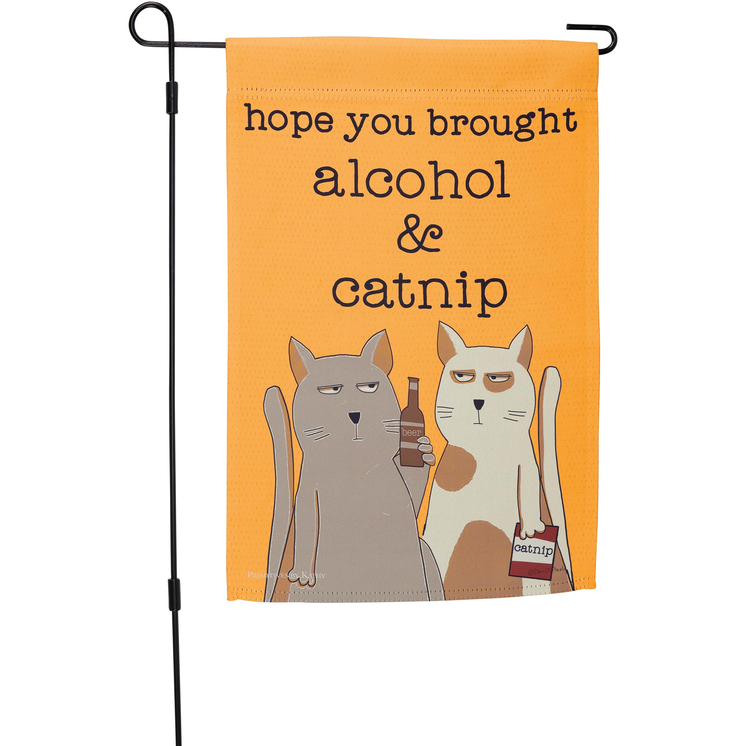 Drapeau de jardin alcool et herbe à chat pour égayer un extérieur triste
