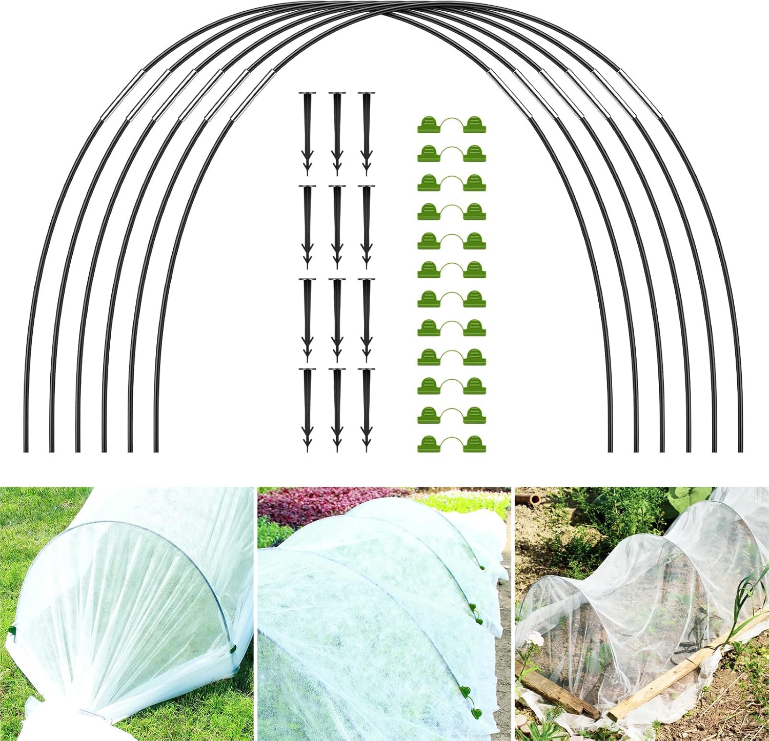 QKFON 54 Stück Tunnelbögen, Gartentunnel Unterstützung Hoher Garten