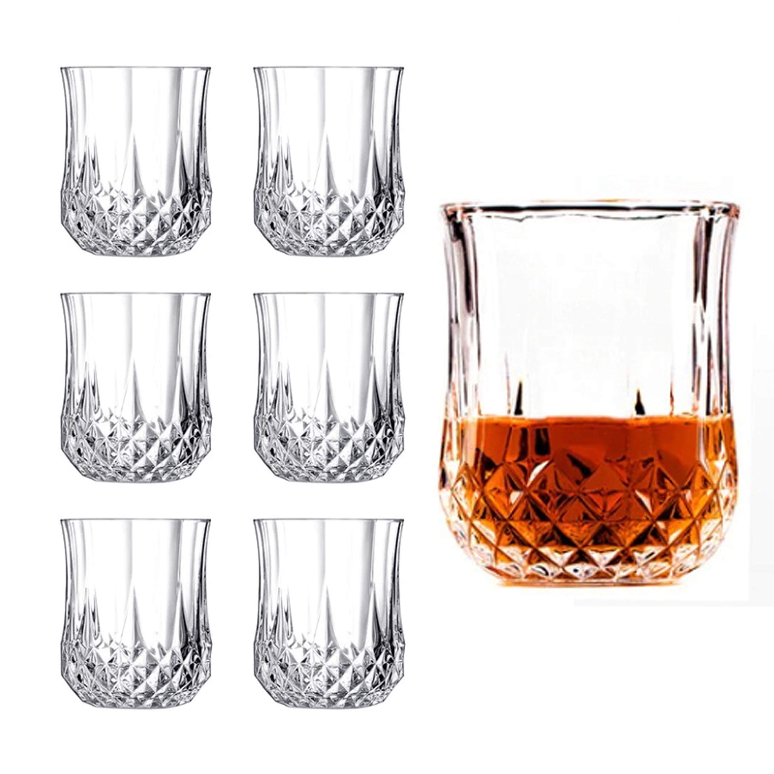 Whiskey Glass Set of 6, 325ml / 11oz Crystal Clear Glass, Vintage Style