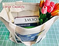 Vista 4 de Bolsa de lona estética con cremallera bolsillo interior para mujer, para ir de compras