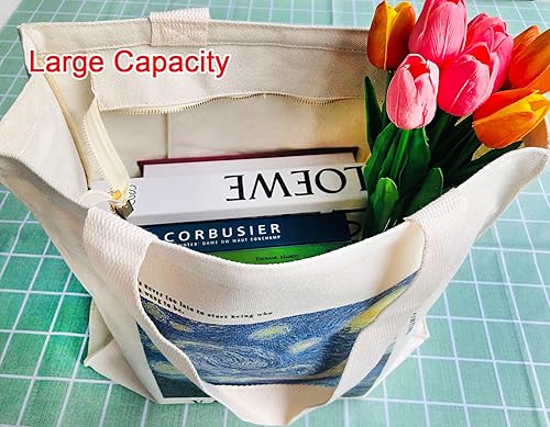 Miniatura 3 de Bolsa de lona estética con cremallera bolsillo interior para mujer, para ir de compras