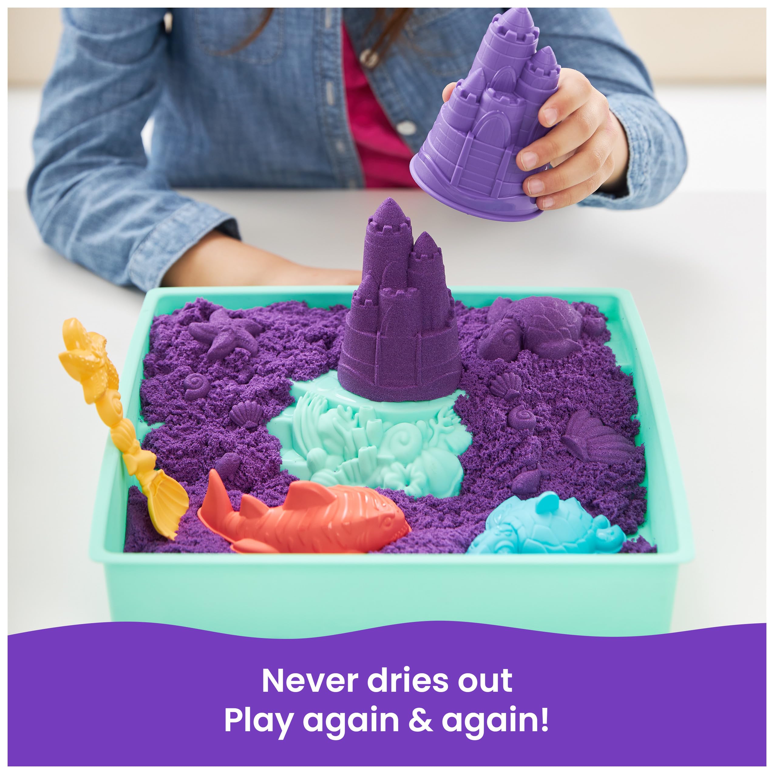 Kinetic Sand - Zestaw piaskownica. Fioletowy piasek do zabawy