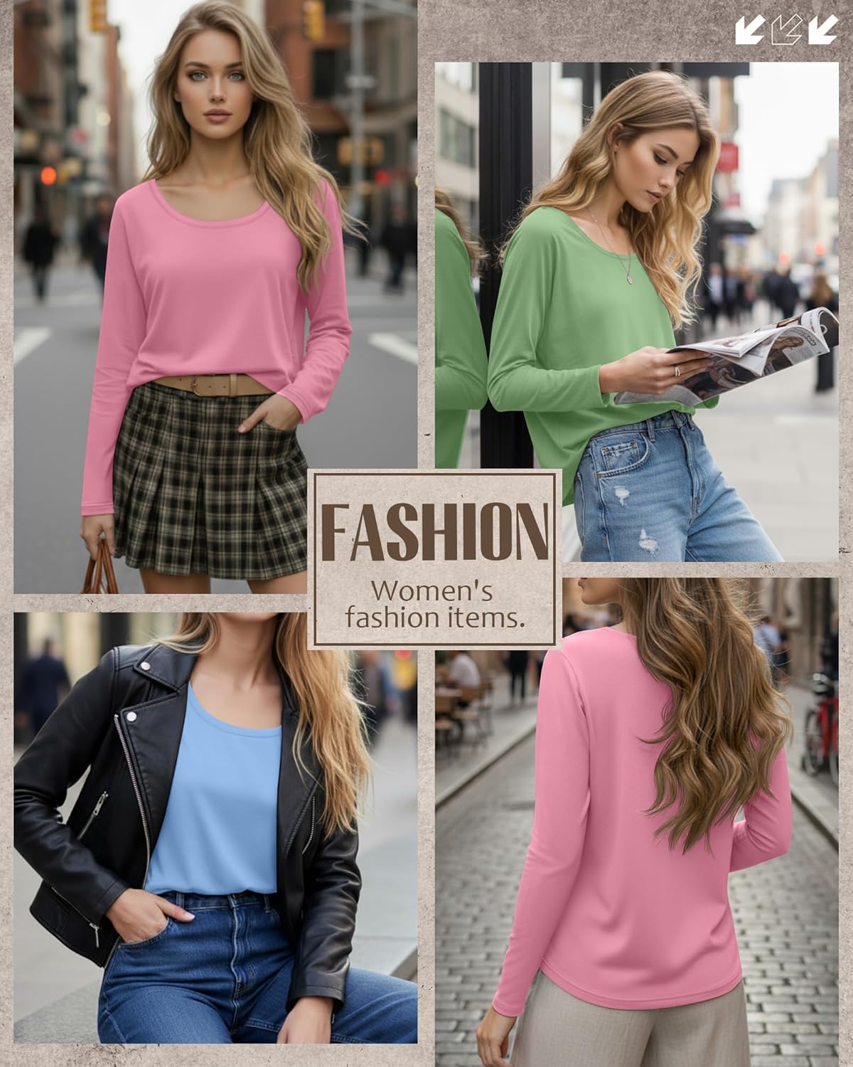 Neer 3 Pack Scoop Neck Long Sleeve Tops for Women, Loose Fit T-shirts Casual Fall Layer Trendy Basic Tees for Ladies - Image 2