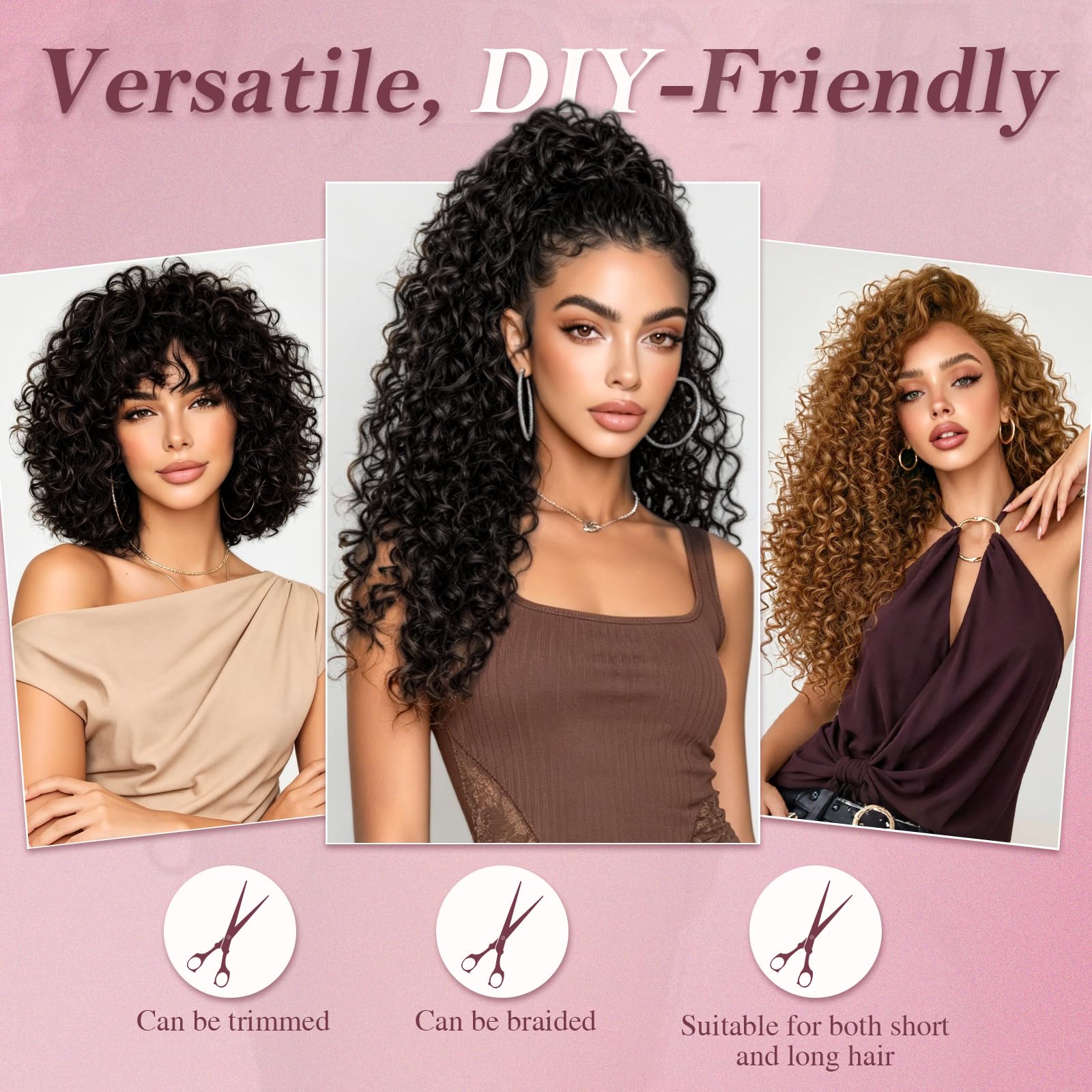 Sofeiyan 5 Pezzi Curly Extension Capelli a Clip,40 cm Kinky Clip In Estensioni per Infoltire i Capelli, Posticci Clip-on Ricci in Stile Afro per Donne,Ombré Nero Naturale a Auburn Medio