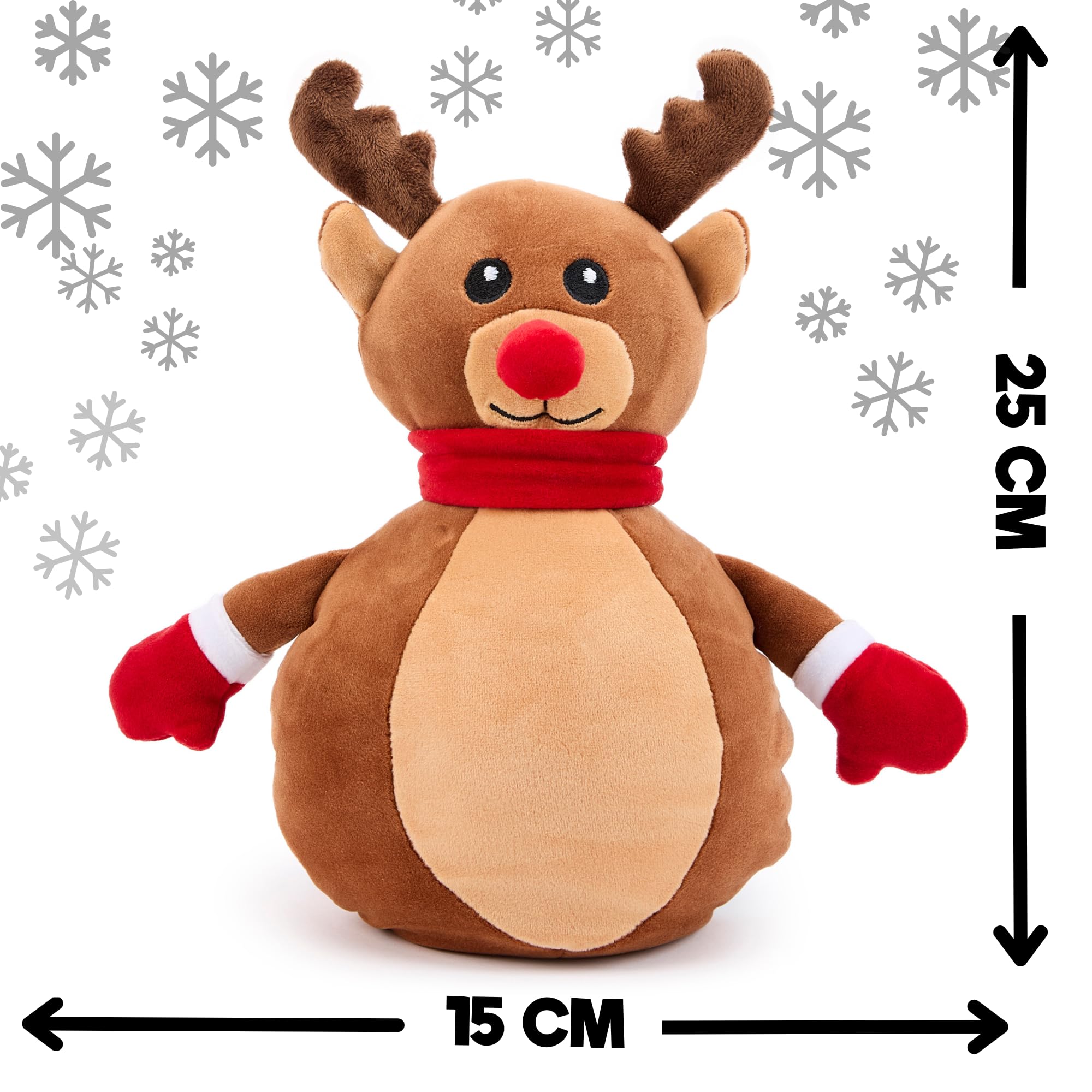 Zappi Co Reindeer Plush Toy, Soft and Cuddly Christmas Rudolph the Red-Nosed Decoration (25cm height) - Image 4
