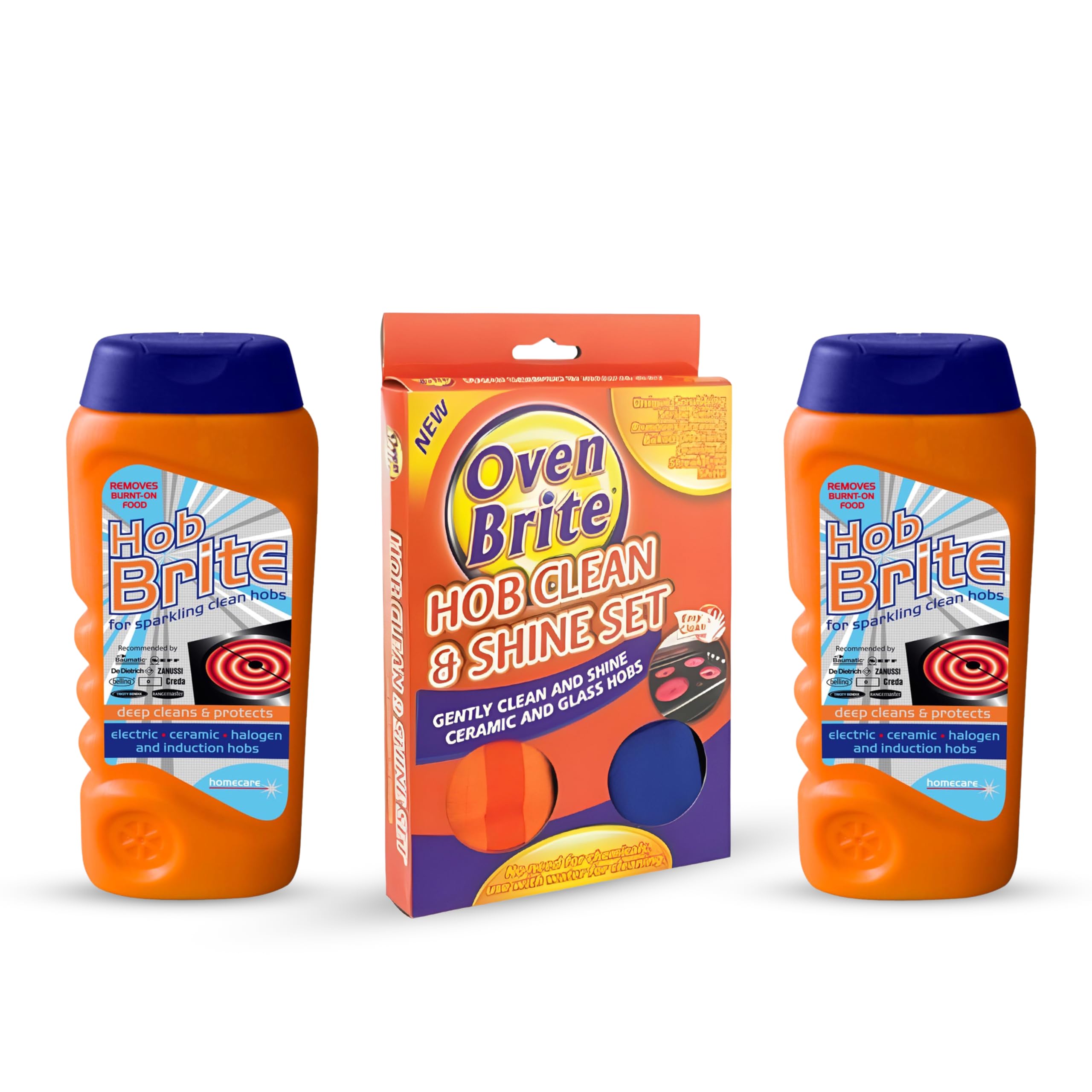 Hob Brite 3 Pack Hob Cleaner Cream with Microfibre Cleaning Cloth Original Ceramic, Electric, Halogen and Induction Hob Cleaner Cream with Ultra Absorbent Microfibre Cleaning Cloth (Pack of 3)