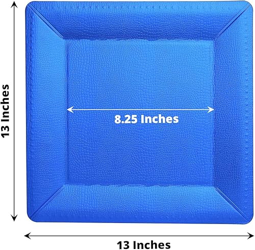 Miniatura 3 de Efavormart - Paquete de 10 bandejas cuadradas desechables con textura azul real de 13 pulgadas, platos de carga de cartón, 1100 GSM
