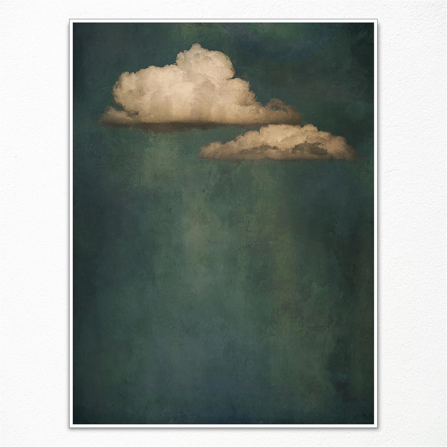 Venphude Lienzo decorativo vintage con nubes blancas en el cielo azul, póster de pintura de nubes blancas retro en el cielo azul, póster de pintura