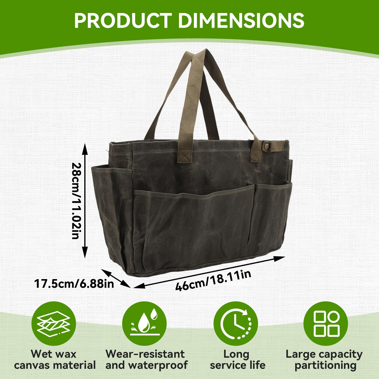 HERCHR Borsa da Giardinaggio Borsa per Attrezzi da Giardino Borsa da Giardino Impermeabile di Grande capacità Borsa per Organizzatore per Kit di Attrezzi da Giardinaggio Borsa in Tela