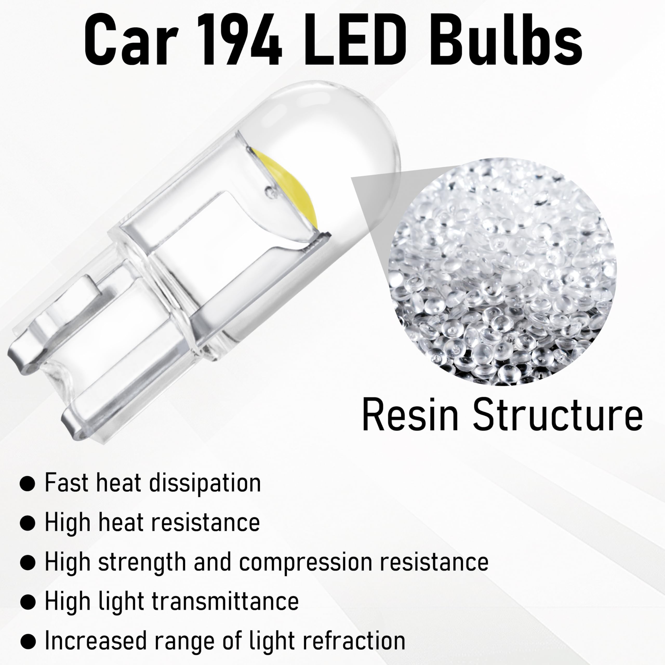 30 PCS Car 194 LED Bulbs 168 2825 W5W T10 Wedge COB LED Replacement Bulb 6000K License Plate — view 4