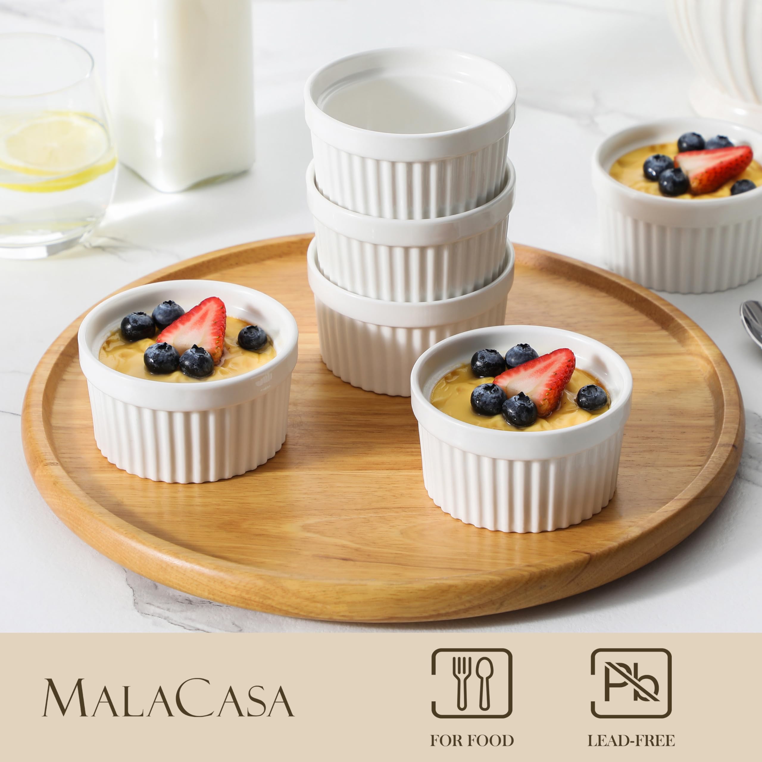 Lot De 10 Ramequins Carrés En Porcelaine Blanche 118 Ml - Pour Desserts, Sauces, Condiments | Va Au Four, Micro-ondes, Lave-vaisselle - 9