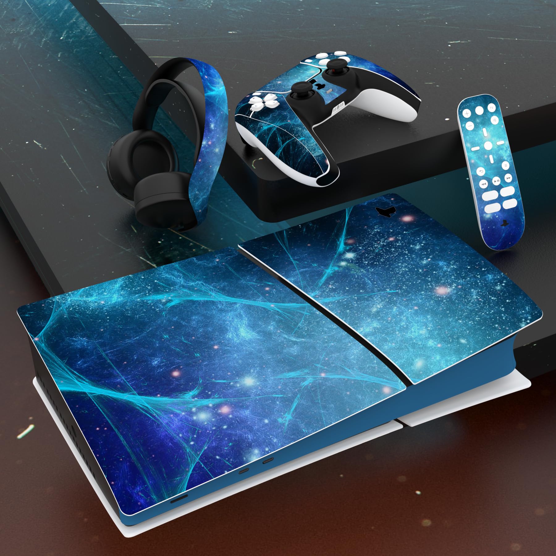 Console Afstandsbedieningskin Voor PS5 Slim Skin Disc Edition & Digital Edition Console En Controller Vinyl Cover Skins Wraps Krasbestendig, Compatibel Met Voor PS5 Slim 35826 Huiden Wraps Cadeau (Si